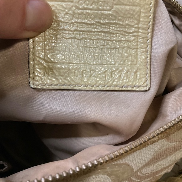 Coach Kristin Op Art Shoulder Bag Pink Cream Sequin Convertible Strap #16791 - Picture 13 of 15